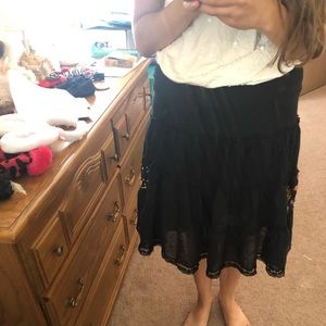 Fang hand embroidered outer space midi skirt